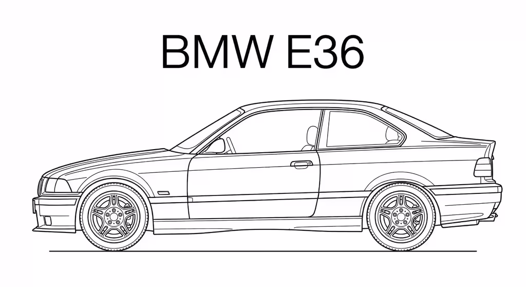 BMW E36 line drawing